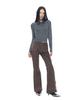 HALF DEVIL US Metallic Pearl Belted Bootcut Pants_Brown