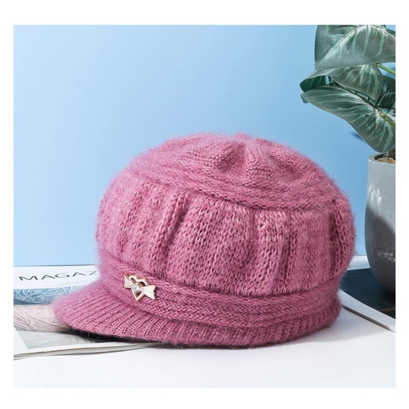 Nye luer for middelaldrende og eldre, ullluer for kvinner, luer til varm vinter, gamle dameluer i plysj, høst- og vinterstrikkeluer