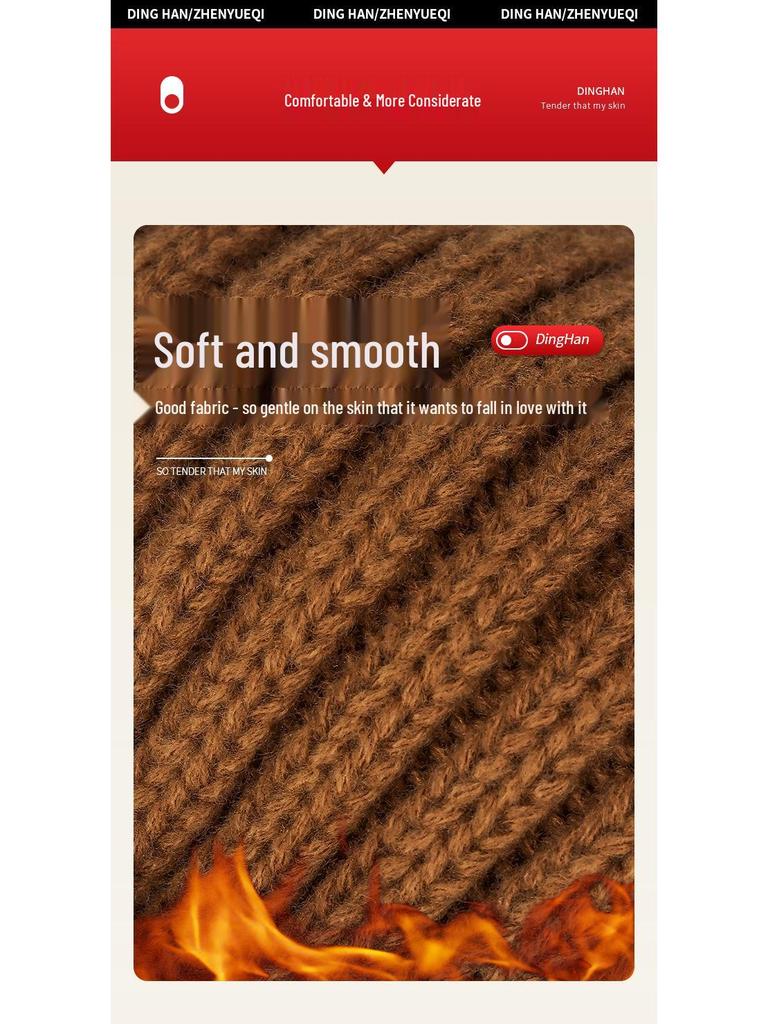 FEWK Winter Extra-Langer Schal und Mütze Set - Unisex Fleecefutter Kältefest Warm Gestrickt