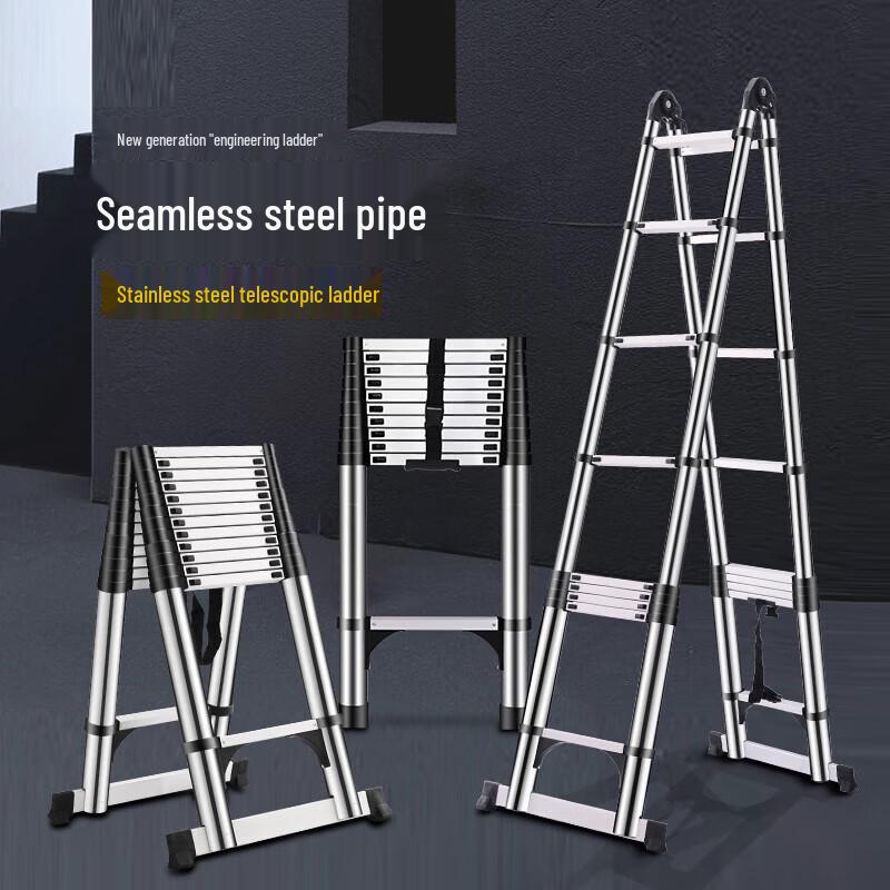 BUBUWEN Stainless Steel Telescopic Ladder
