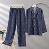 Men's Cotton Silk Long Sleeve Pajama Set, Plus Size, Cardigan, Wear Outdoors, Internet Trend, Pure Cotton, Simple & Comfortable Homewear