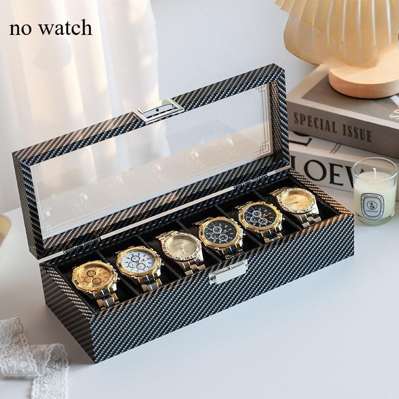 High-Gloss Carbon Fiber Watch Storage Box, Wristwatch and Bracelet Display Case, Large Capacity Watch Collection Box, Christmas