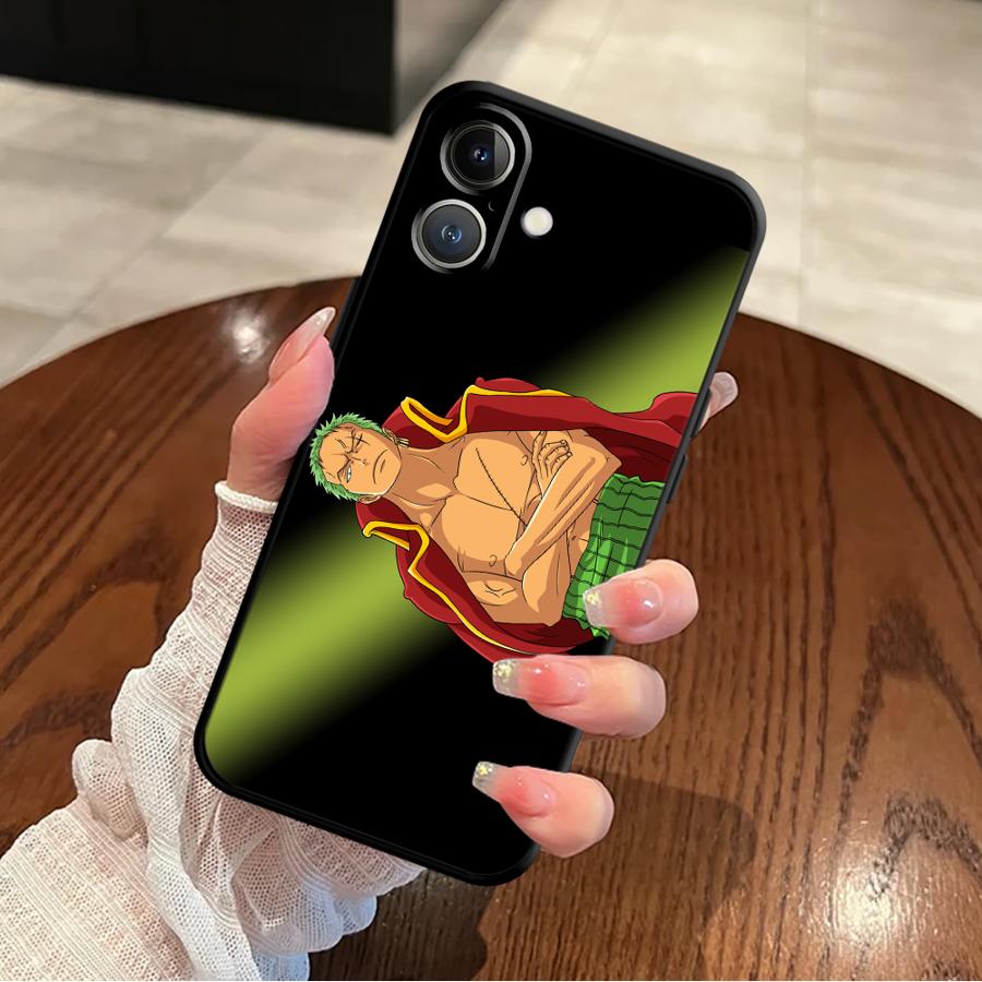 One Piece Cartoon Robin Zoron Case for iPhone 15 16 14 Plus XR 13 12 11 17 Pro Max 7 8 XS Max 17Air Black Soft Phone Cover