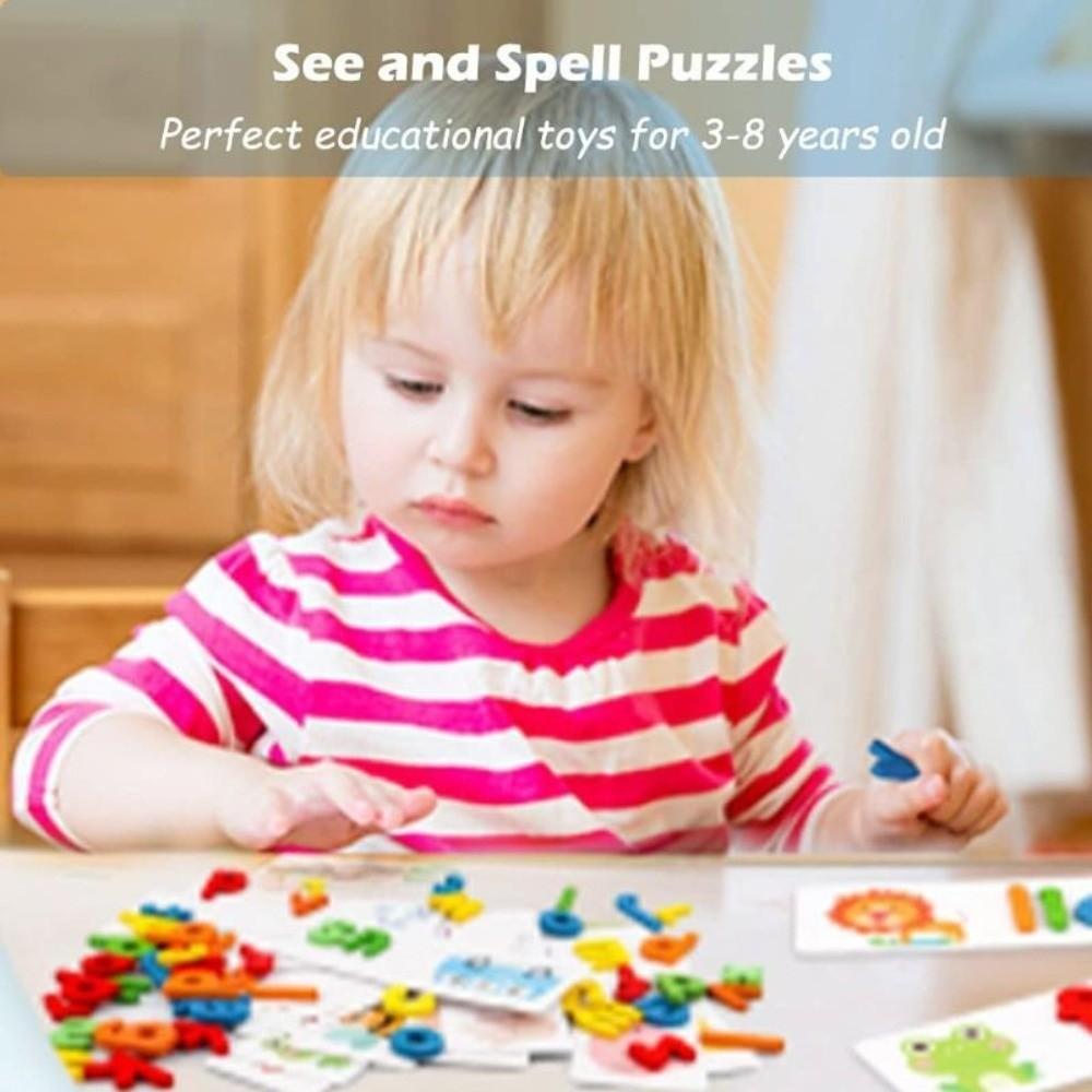 Letter Matching Wooden Spelling Game English Jigsaw Letter Puzzles  Early Childhood