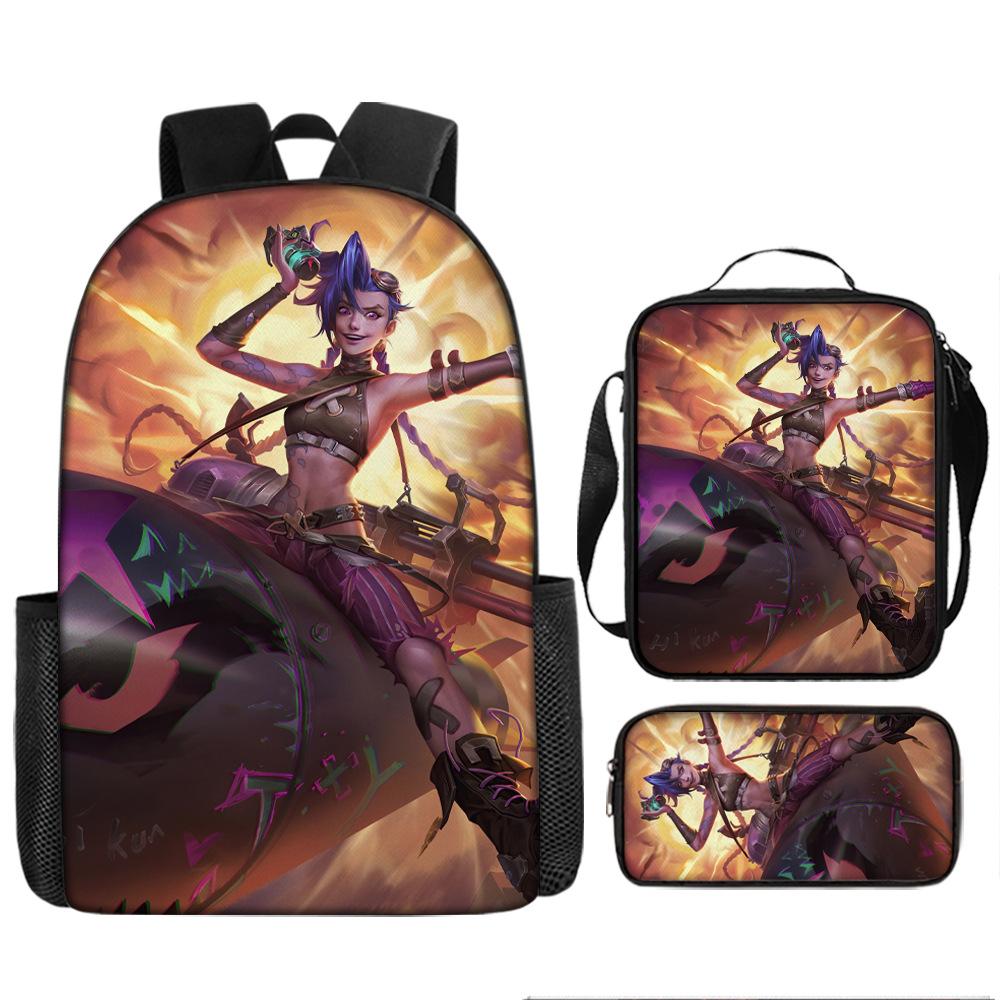 Battle of the Twin Cities Arcane Children's School Bag Pencil Case Backpack Elementary School Cartoon Backpack Three-piece Set