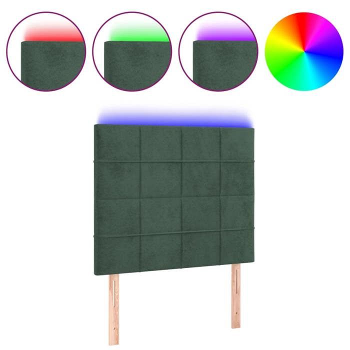 VidaXL Tête de Lit à LED Meuble de Chambre à Coucher Accessoire de Lit Simple Tête de Cadre de Lit Intérieur Vert Foncé 3122469