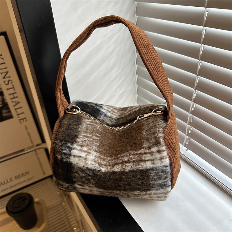 

Зимняя клетка зимняя мода новая шерстяная клетка на одно плечо кроссбоди сумка-подушка