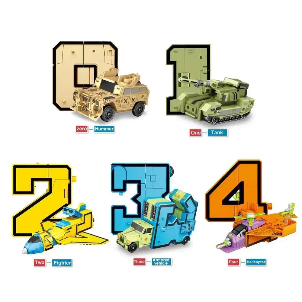 10PCS Transformation Number Robot Plaything Assembling Blocks Deformation Pocket Morphers Educational Action Figure Plaything for Children