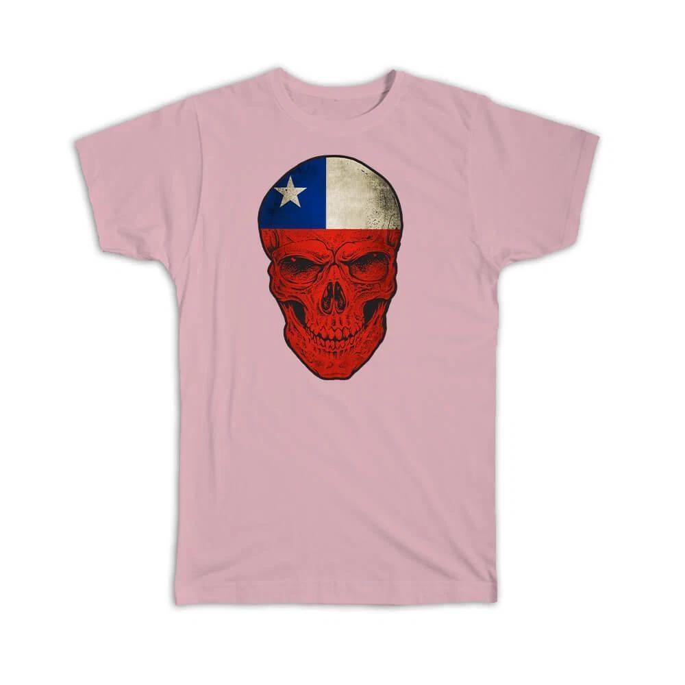 Gift T-Shirt : Chile Flag Skull Chilean National Colors S