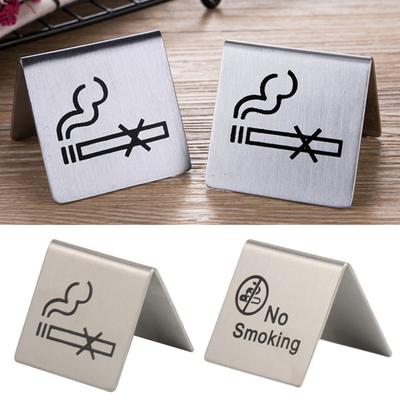 No Smoking Sign Stainless Steel Double Sides Noticeable Clear Printed Stable Non-Smoking Warning Sign for Restaurant