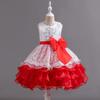 Girls Bow Flower Wedding Party Birthday Party Tutu Dress Stage Performance Costume