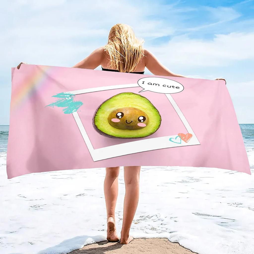 Beach Towel,Oversized Soft Absorbent Camping Travel Towel Quick Drying Absorbent Microfiber Pool Towel with Avocado Pattern
