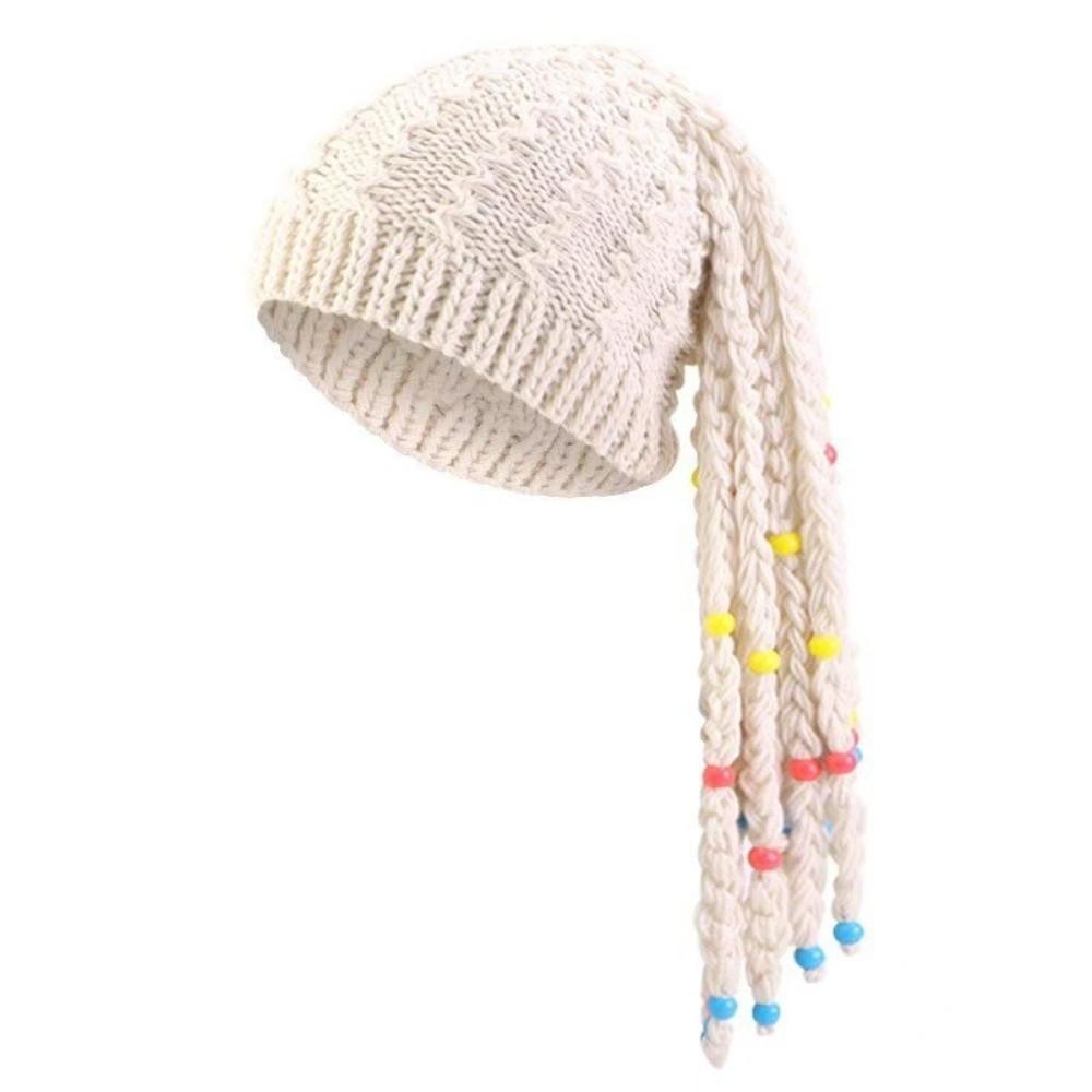 Faux Braid Dreadlock Hat Color Bead Decor Wig Beanie Colorful Dreadlock Beanie  Fashion Shooting