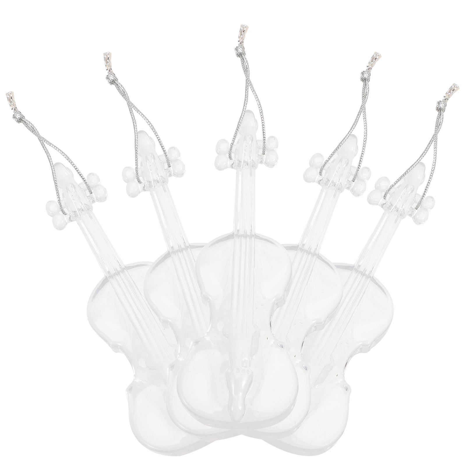 

5 шт. Рождественские украшения Рождественские подвески Вечеринка Дерево Дизайн скрипки Аксессуары Акриловые скрипки Подвесные украшения Принадлежности 8.5x3cm прозрачный