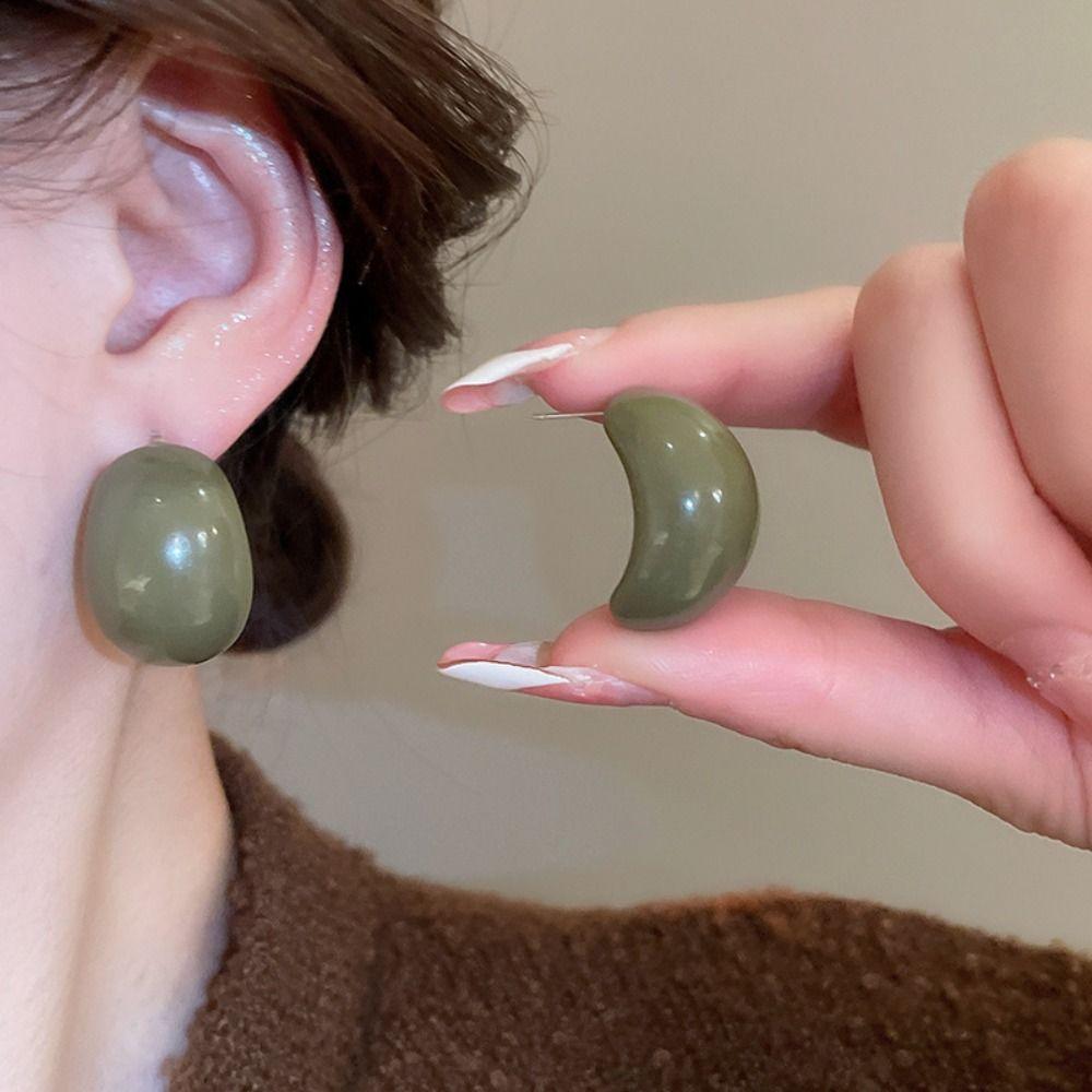Exquisite Semi-Circle Earrings Acrylic Resin Elegant Ellipse Earrings  Jewelry Accessories