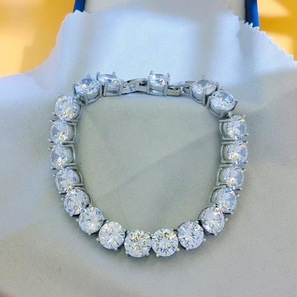 Hip Hop Round 8Mm Multicolor Zircon Bracelet Women'S, High Carbon Diamond Bracelet Hand Jewelry