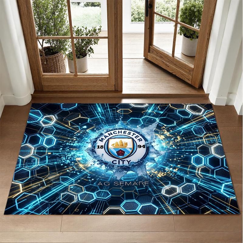 Kober z křišťálového sametu s designem Manchester City Měkká dekorativní podložka do ložnice a předsíně