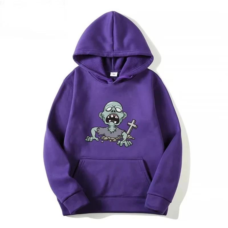 Skeleton Halloween Printed Street Hoodies Fashion Kpop Print Hoodie Men Autumn Loose Sweatshirt Male Streetwear Clothes