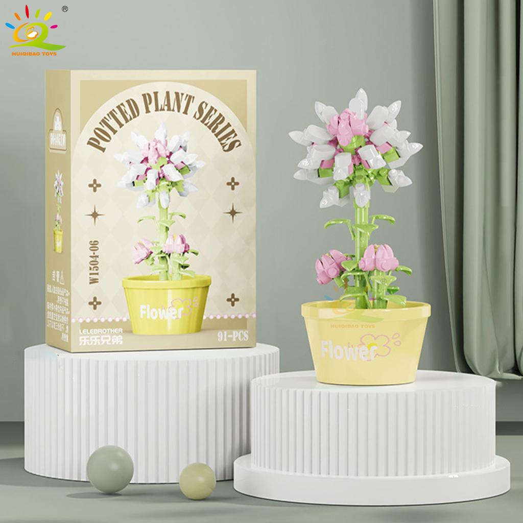 MOC Blume Sukkulente Topfpflanze Modellbaustein DIY Ewiger Strauß Zuhause Schreibtisch Pflanzen Dekoration Ziegel Mädchen Geschenk Kinderspielzeug
