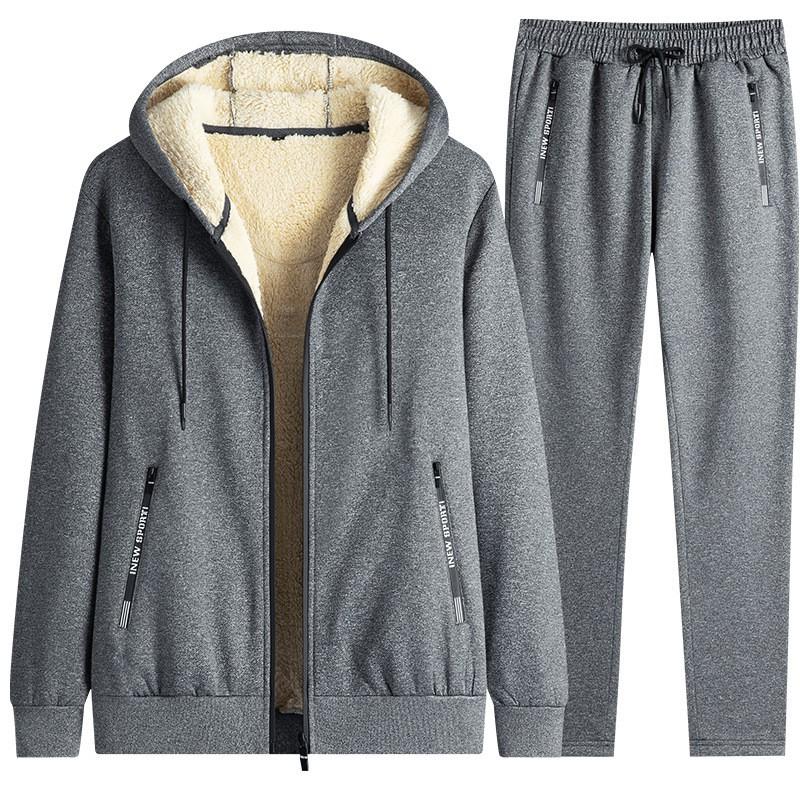 Mens Hooded Long Sleeve Sportswear Set Casual Running Tracksuit Lightweight Cotton Blend