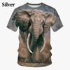 Summer Round Neck 3D Elephant  Pattern Print Top Fashionable Casual Hip-hop Personality Short Sleeved Men's T-shirts