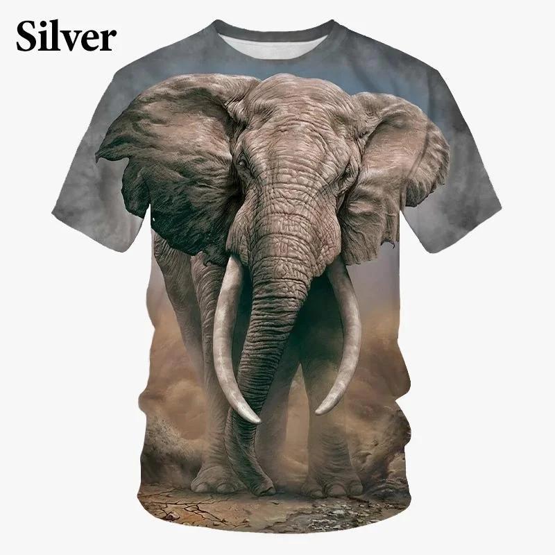

Летний топ с круглым вырезом и 3D-принтом с рисунком слона, модная повседневная хип-хоп футболка с коротким рукавом для мужчин XS