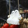 Swing Ghost Couple Figurine Halloween Ghost Hanging Decoration Resin White Ghost Couple Ornament for Indoor Outdoor Garden Patio Porch Decor