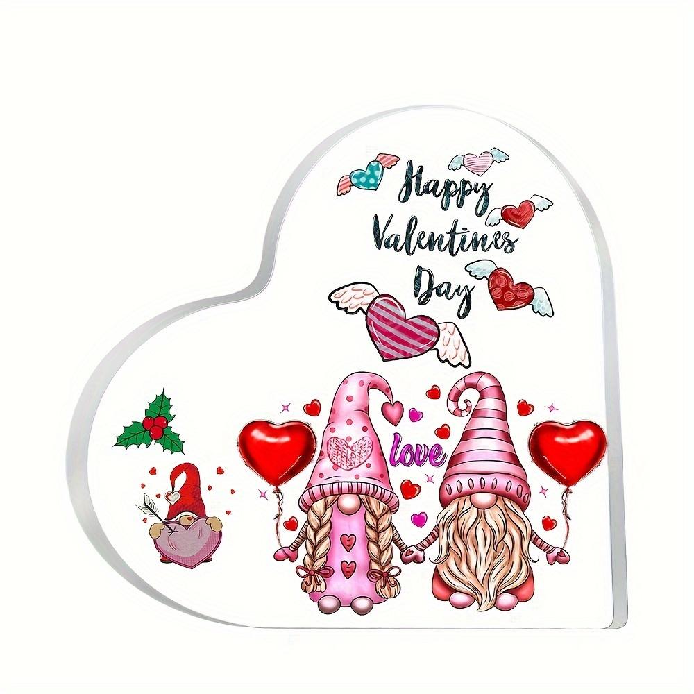 1pc Acrylic Romantic Decor Sign Statue, To Lover Valentine S Day Wedding Pink Heart Balloon Pattern, with No Electricity, for Home Living Room 10*10cm