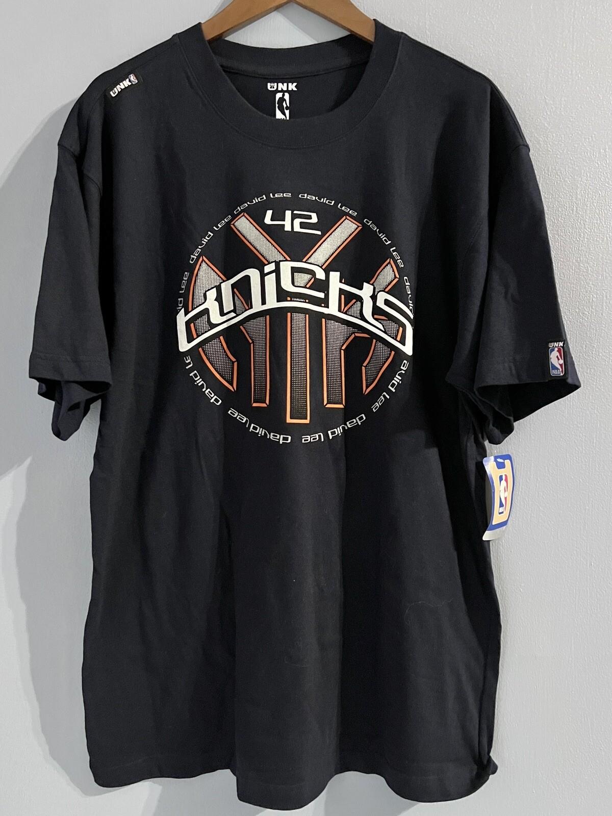 Y2K New York Knicks David Lee 42 NBA UNK Shirt Double Sided Navy Color NWT sz XL L
