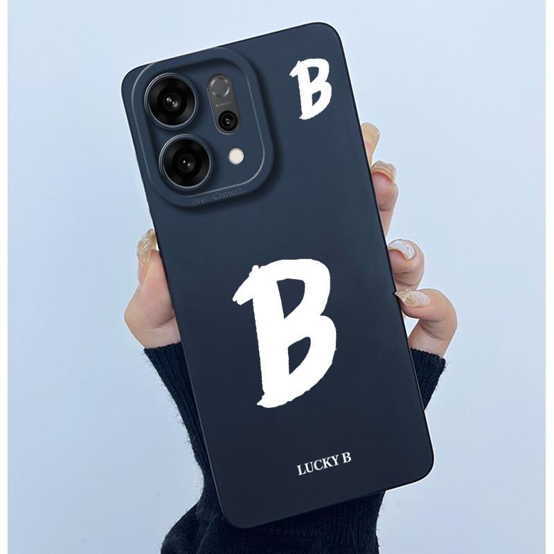 For OPPO Reno14 Pro 5G Cover Case Lucky Initial Letter Couple Silicone Soft Matte Phone Bumper for Oppo Reno 14 Pro 5G Casing