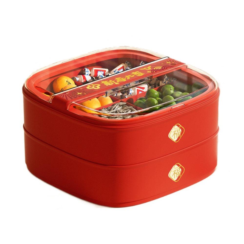 Flip Cover Chinese New Year Candy Fruit Tray Red Candy Box Household Snacks Plate  Wedding