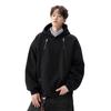 American Heavy Hooded Gray Sweater Men's Trendy High Street Double Zipper Design Sense Loose Versatile Hoodie Jacket