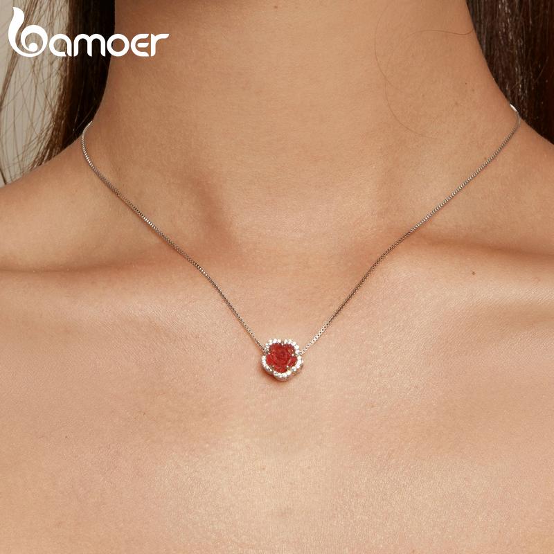 BAMOER 925 Sterling Silver Crystal Rose Charm Ultraviolet Color Change Flower Bead for Women Bracelet Necklace DIY Jewelry Gift