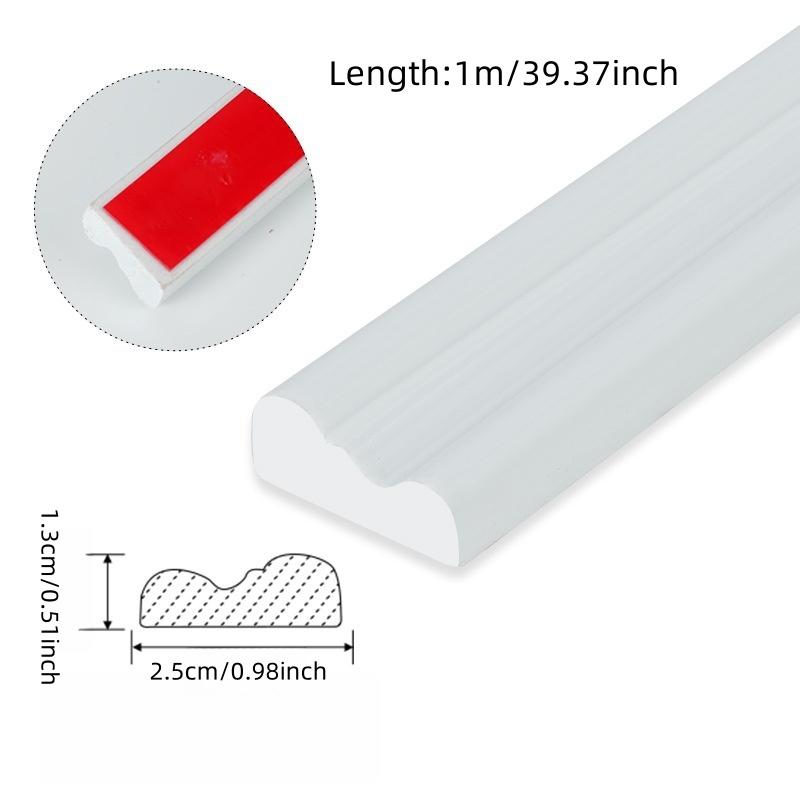 1PC 1m/39.37inch Decorative Line, Self-adhesive Skirting Decorative Strips, Tile Wall Stickers, Anti-collision Moulding Line