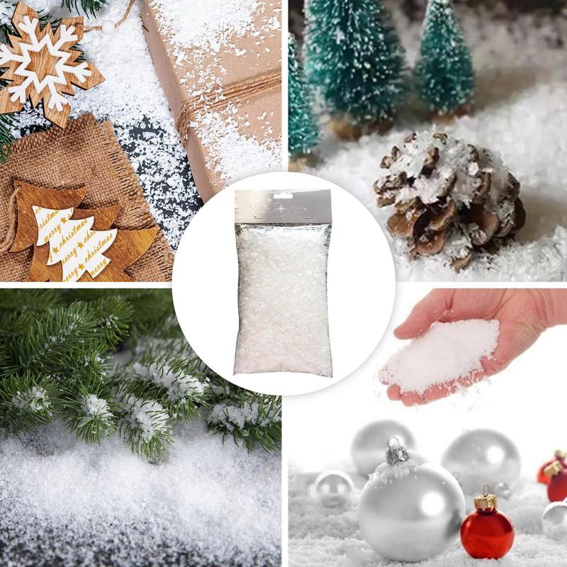 50g Christmas Fake Snow Decor Christmas Artificial Dry Snow Powder Christmas Party Decoration Fluffy Fake Snowflakes Decor Props