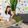 63 Pieces Flower Stickers, Colorful Wall Decals for Girls Room, DIY Self-Adhesive Boho Wall Art for Nursery, Bedroom Decor