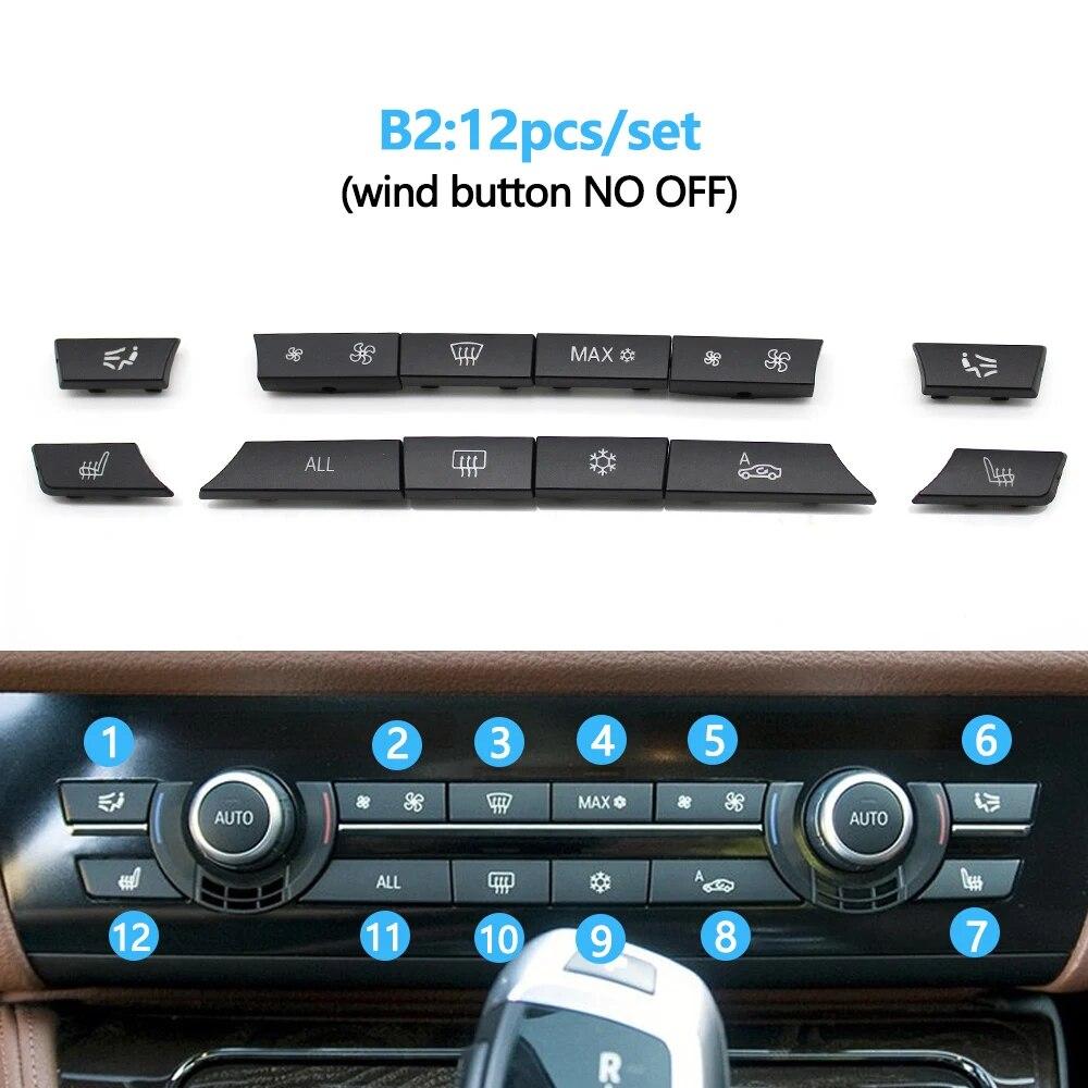 11/12/14pcs Dashboard Air Conditioner AC Button Heater Switch Cover For BMW 5 6 7 Series X5 X6 F10 F18 F06 F12 F01 F02 F15 F16
