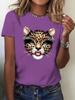 T-shirt d'été vintage pour femme avec imprimé léopard et graphique tigre, manches courtes, respirant, décontracté, col rond, vêtements pour femme