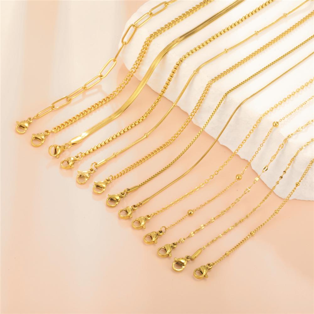 Skyrim Stainless Steel Gold Color Chain Necklace Women Minimalist Cuban Paperclip Twisted Snake Chain Fashion Jewelry Wholesale