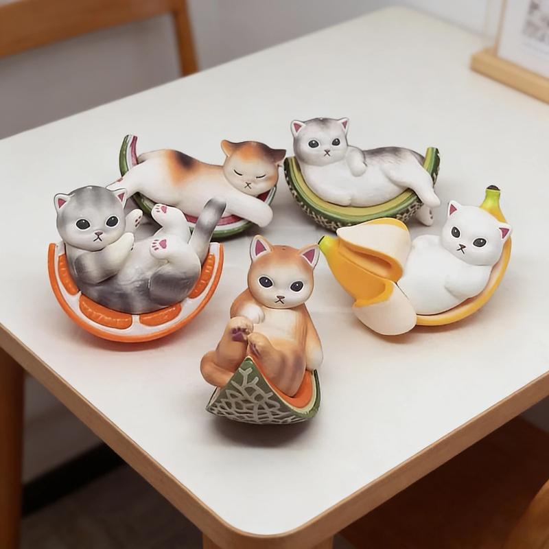 Mofusand Plump Series Blind Box Hamburger Bread Cat Fruit Cat Figures Kawaii Desktop Decoration Collectable Toy Birthday Gift