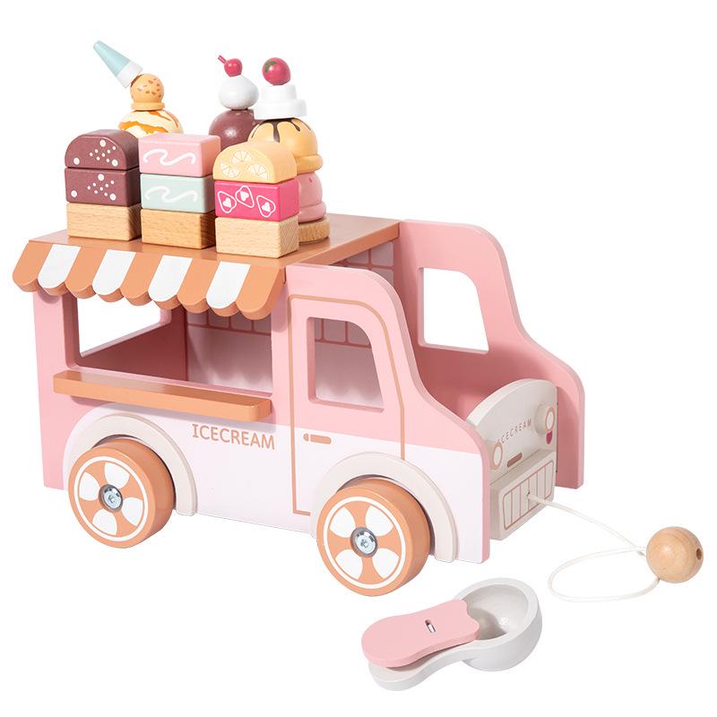 Wooden Ice Cream Cart Toy for Kids - Educational Pretend Play & Parent-Child Fun