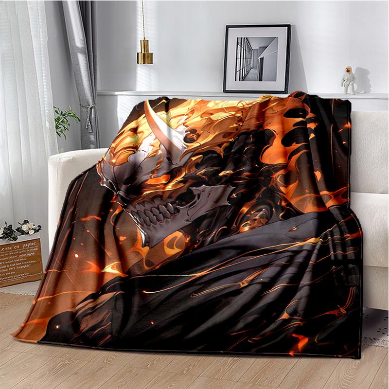 3D Bleach Kurosaki Ichigo Cartoon Anime Soft Blanket,Soft Throw Blanket for Home Bedroom Bed Sofa Travel Cover Child Gift