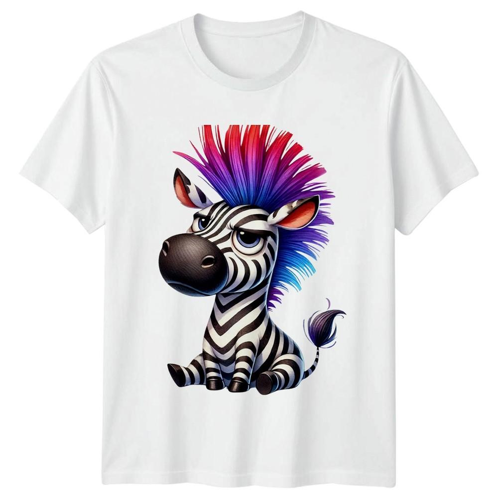 Cute Grumpy Zebra Mohawk TShirt Funny Animal Wildlife Birthday Gift