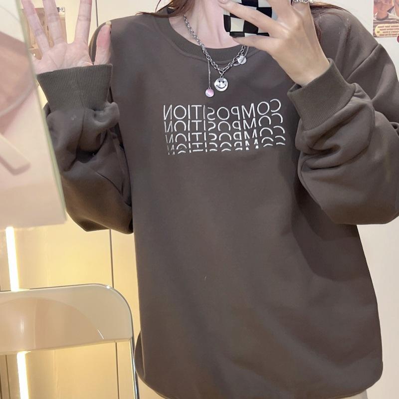 Autumn New Super Fire Retro Design Sense Letter Simple Casual Sweater Loose Crew Neck Jumper