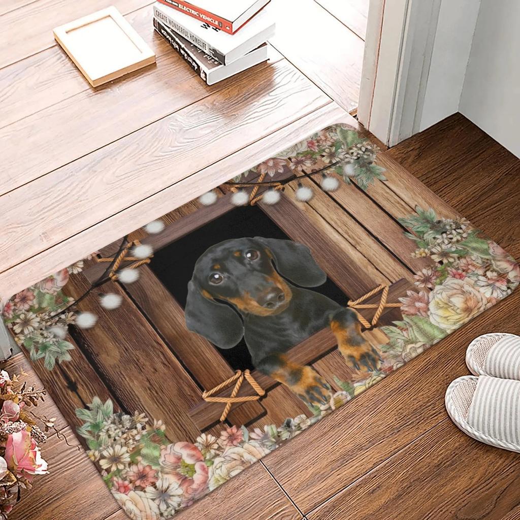 Modern and Fun Dachshund Patterns DoorMat, Non-slip Carpet, Suitable for Living Room, Bedroom, Bathroom, Holiday Home Decoration