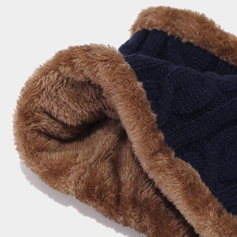 Autumn and Winter New Retro Twist Thickened Warm Hat Scarf Gloves Three-piece Hot-selling Cold-proof Set