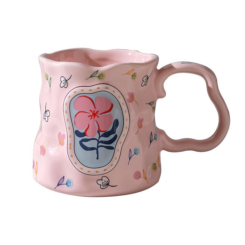 Creative Hand pin Ceramic Mug Household Water Cup Light Luxury Couple Cup Girls High Value Coffee Cup Design Sense
