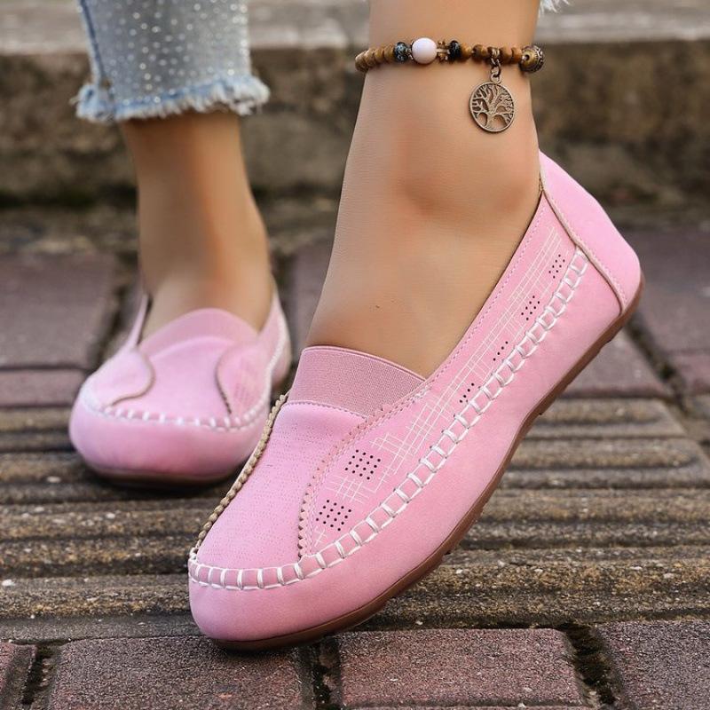 Women Work Shoes Comfortable for Work Autumn Fashion Slip on Platform Wedges Comfortable Flats Non-slip Casual Zapatos De Mujer 43 розовый 2670₽