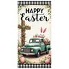 Easter Egg Display Vintage Truck Religious Easter Backdrop Spring Easter Background Plaid Border For Family Gathering Church