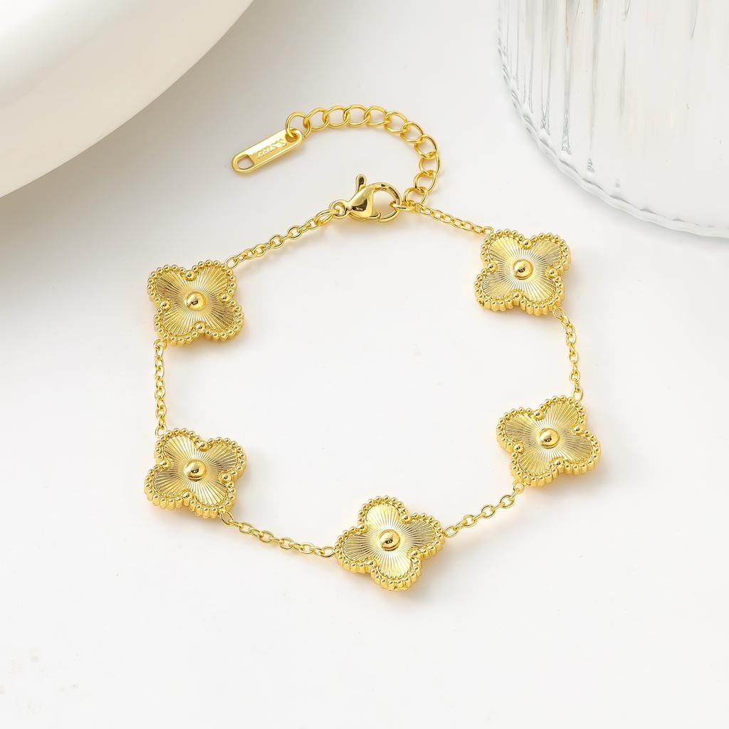 6-teiliges modisches Temperament Kleeblatt Damen Schlüsselbein Kette Set Halskette Ohrring Armband Set